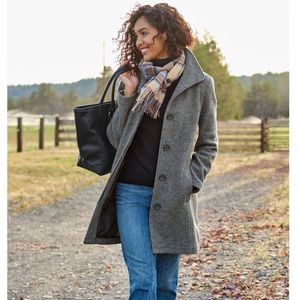 L.L. BEAN Women's Boiled 100% Wool Coat in Grey Size M Regular- T